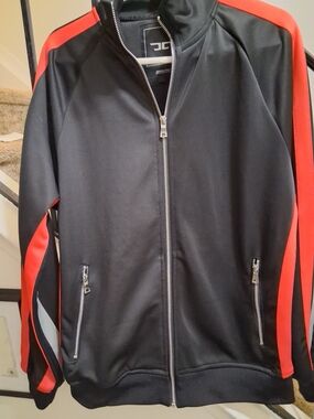Jordan Craig Black Jacket with Red Athletic Stripes